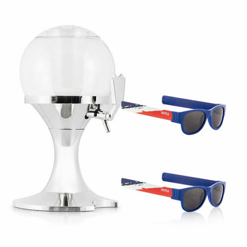 InnovaGoods Beer Dispenser 3.5 L and 2 Roll-Up Sunglasses, Sunfold France, Blue