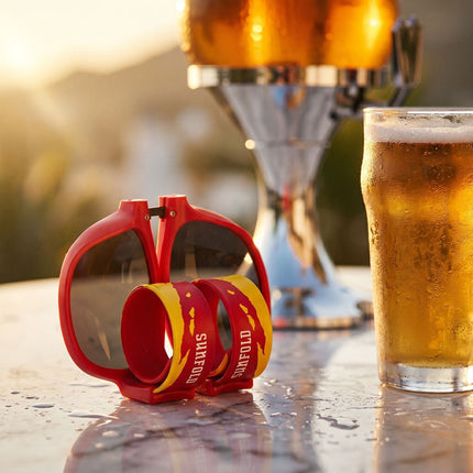 InnovaGoods Beer Dispenser 3.5 L and 2 Roll-Up Sunglasses, Sunfold Spain, Red