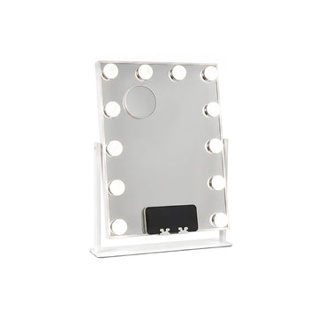 InnovaGoods Glarisse Tilting Hollywood Vanity Mirror, 12 LED Bulbs, Phone Holder