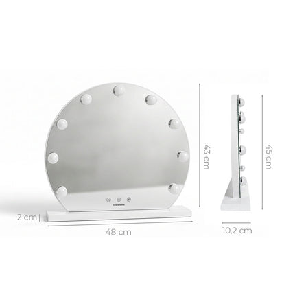 InnovaGoods Gloette Round Hollywood Vanity Mirror, 9 LED Bulbs, White