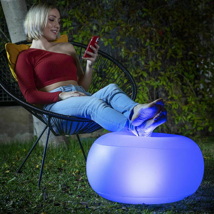 InnovaGoods Inflatable Armchair and Seat with RGB LED, Remote Control, Grey
