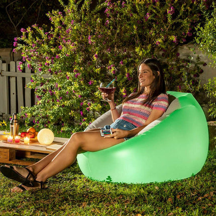InnovaGoods Inflatable Armchair and Seat with RGB LED, Remote Control, Grey