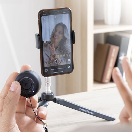 InnovaGoods Rechargeable Mini Bluetooth Speaker 5.0, Selfie Remote, Black