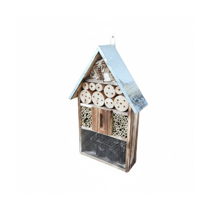 Insect Hotel With Metal Roof, Weatherproof Nesting Shelter