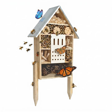 Insect Hotel With Stand – Weatherproof Metal Roof