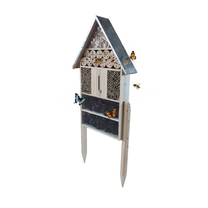 Insect Hotel With Stand – Weatherproof Metal Roof