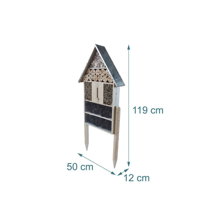 Insect Hotel With Stand – Weatherproof Metal Roof