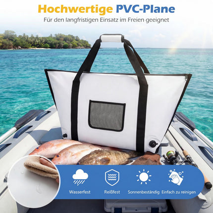 Insulated Fishing Cooler Bag, 98cm Waterproof PVC, Drain Valve