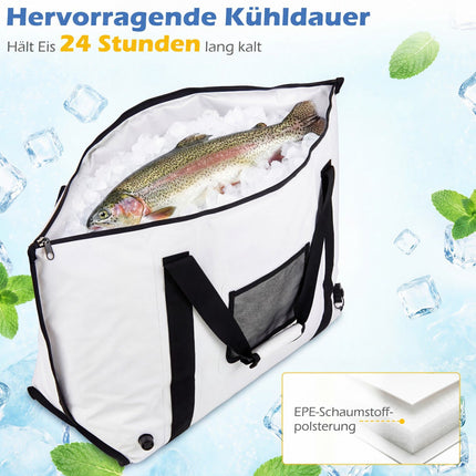Insulated Fishing Cooler Bag, 98cm Waterproof PVC, Drain Valve
