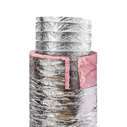 Insulated Flexible Duct 6 Inch x 25 Ft, 2 Clamps