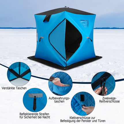 Insulated Pop-Up Ice Fishing Tent, 2-Person, Blue