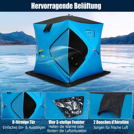 Insulated Pop-Up Ice Fishing Tent, 2-Person, Blue