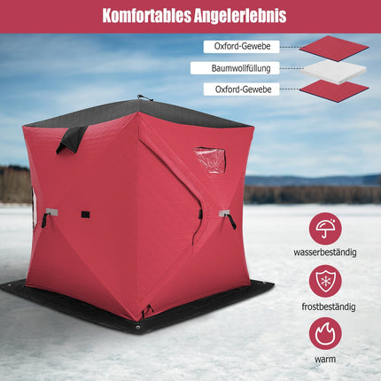 Insulated Pop-Up Ice Fishing Tent, 2-Person, Red