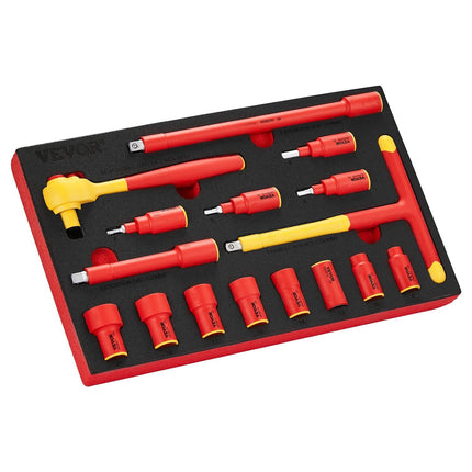 Insulated Socket Set, 16-Piece, 1000V 3/8-Inch Drive