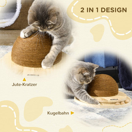 Interactive cat toy - scratching board and marble track