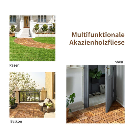 Interlocking Acacia Wood Deck Tiles, 27 Pack, 24,300 cm² Coverage