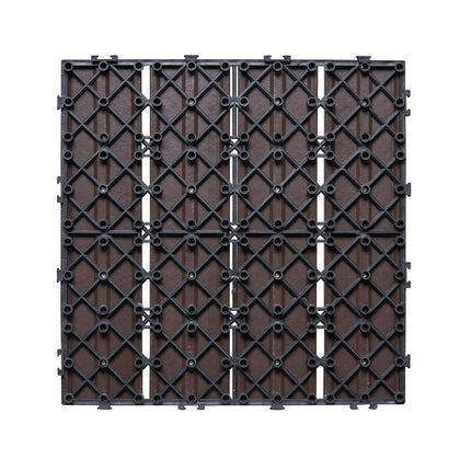 Interlocking Deck Tiles, 27 Pack, 11.8 x 11.8 in, WPC, Dark Brown