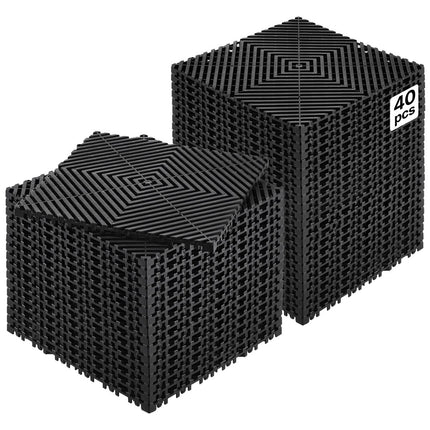 Interlocking Drainage Floor Tiles, Non-Slip, 12x12 in, 40-Pack