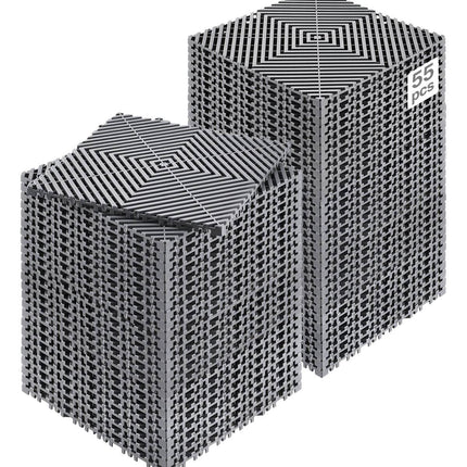 Interlocking Drainage Mat Tiles 55 Pack, 12 x 12 in, 15 mm Thick, Gray