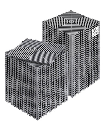 Interlocking Drainage Mat Tiles 55 Pack, 12 x 12 in, 15 mm Thick, Gray