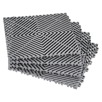 Interlocking Drainage Mat Tiles 55 Pack, 12 x 12 in, 15 mm Thick, Gray