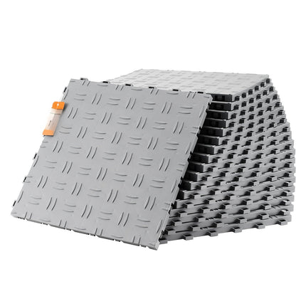 Interlocking Garage Floor Tiles, 12x12, 25-Pack, Silver