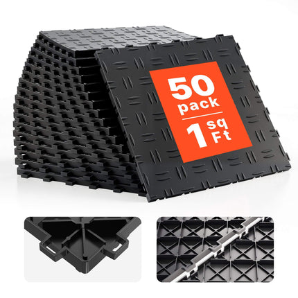 Interlocking Garage Floor Tiles 12 x 12, 50-Pack, Black