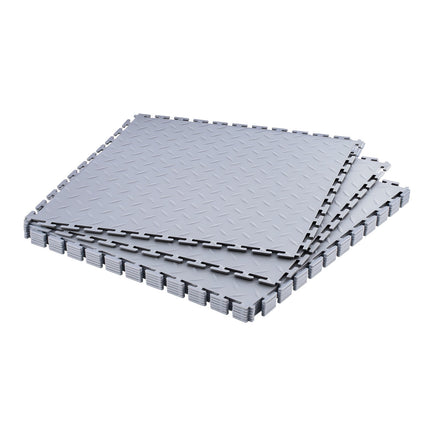 Interlocking Garage Floor Tiles, PVC Diamond Plate, 8-Pack