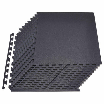 Interlocking Gym Floor Mats Set, 24 PCS, 14 mm, Black