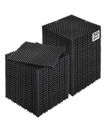 Interlocking Non-Slip Drainage Floor Tiles, 12x12, 50-Pack