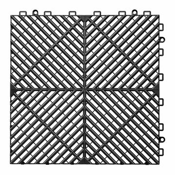 Interlocking PP Drainage Floor Tiles, 310mm, 55 Pack, Black