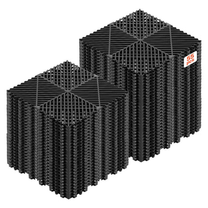Interlocking PP Drainage Floor Tiles, 310mm, 55 Pack, Black