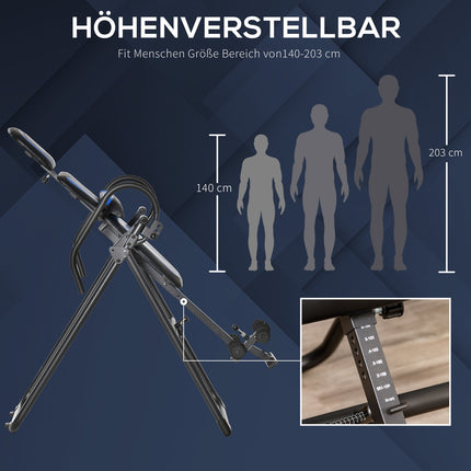 Folding inversion bench with wheels, adjustable cushion