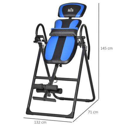 Folding inversion bench with wheels, adjustable cushion