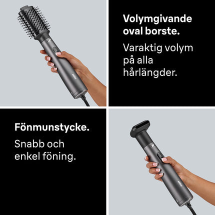 Ionic Hot Air Brush Styler 800W, 2 Attachments