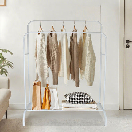 Iron Coat Rack with 2 Bars and Shelf