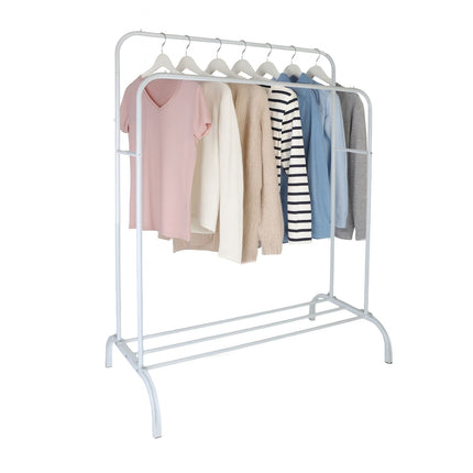 Iron Coat Rack with 2 Bars and Shelf