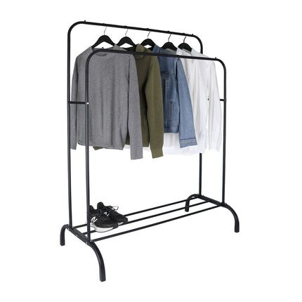 Iron Coat Rack with 2 Bars and Shelf