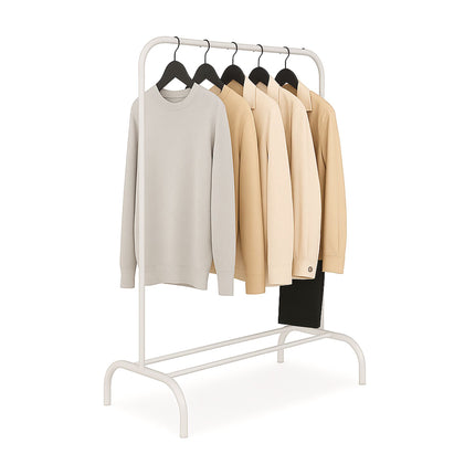 Iron Coat Rack with Clothes Rail and Shelf
