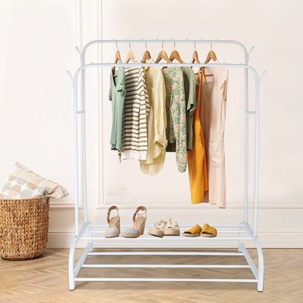 Iron Double Wardrobe with 2 Rods and Shelves