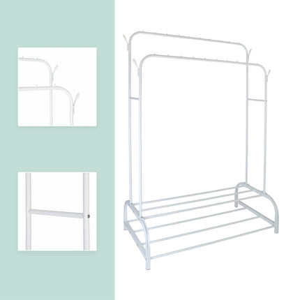 Iron Double Wardrobe with 2 Rods and Shelves