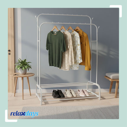 Iron Double Wardrobe with 2 Rods and Shelves
