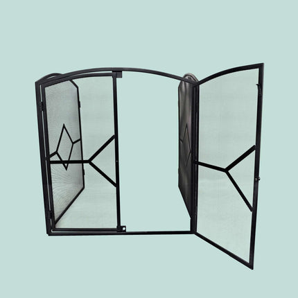 Iron Fireplace Screen, 3-Piece with Door