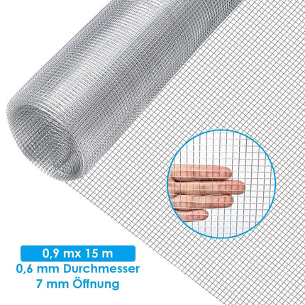 Iron Mesh 0.9x15m, 7mm Openings, Rust-Resistant Fence