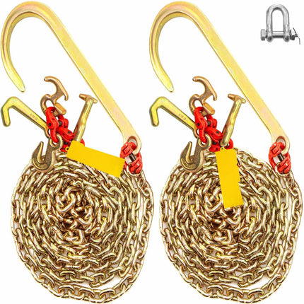 J Hook Tow Chain Set, 2 Pack 5/16 in x 10 ft, 5400 lb