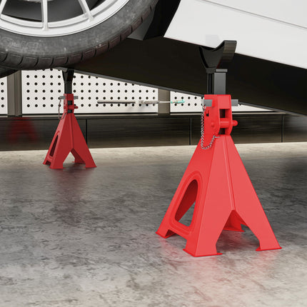 Jack stand 6 ton load capacity 2 pieces support stand including 2 safety pins height adjustable red