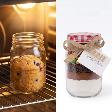 Jam Jars, 400 ml Glass Set With Airtight Twist-Off Lids