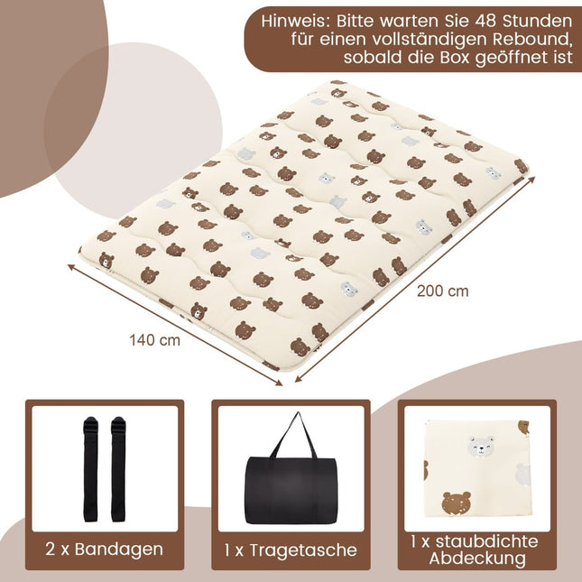 Japanese Futon Mattress, 140x200 cm, Washable Cover