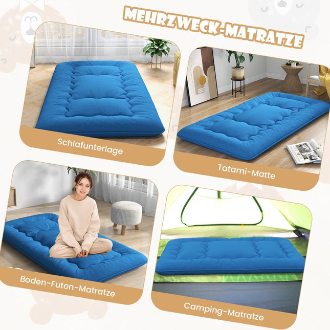 Japanese Futon Mattress 90x200 cm, Washable Cover & Bag