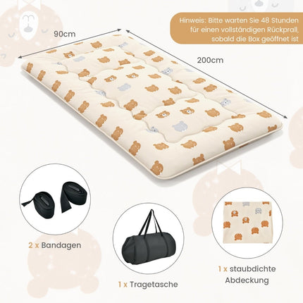 Japanese Futon Mattress, 90x200 cm, Washable Cover, Brown